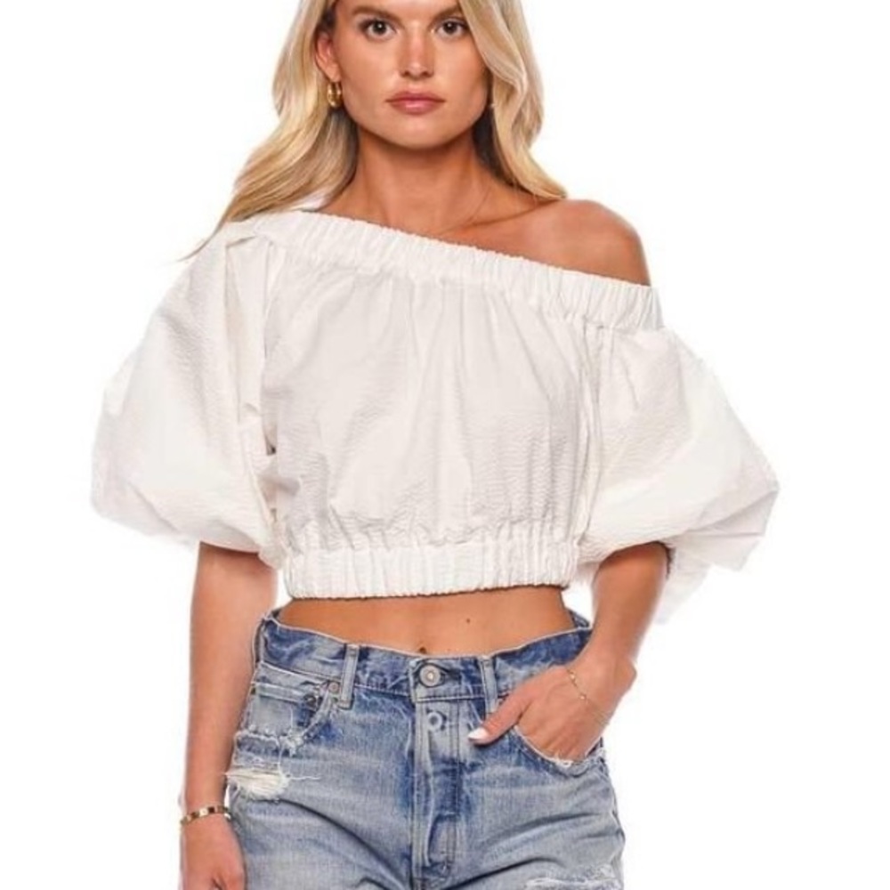 Silvia Tcherassi Gwen Off-shoulder cropped TOP